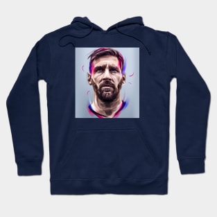 Lio Messi Drawing Portrait Purple Gray Hoodie